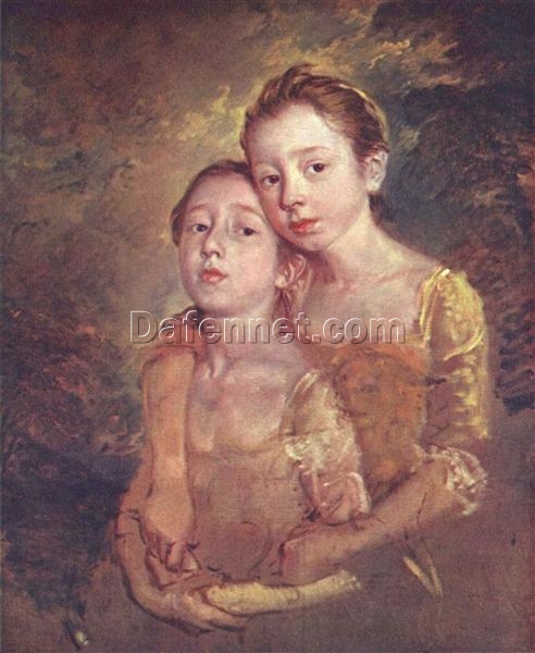 INSPIRED BY Thomas Gainsborough – “Portrait of the Artist’s Daughter with a Cat” Custom Rococo Oil Painting | DaFen Village Studio
