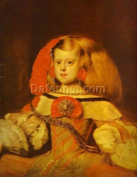 “Portrait of the Infanta Margarita by Diego Velázquez – Baroque Royal Oil Painting Replica on Canvas