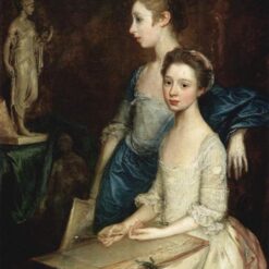 INSPIRED BY Gainsborough’s "Portrait of Molly and Peggy" – Handcrafted Rococo Oil Painting | DaFen Village Studio