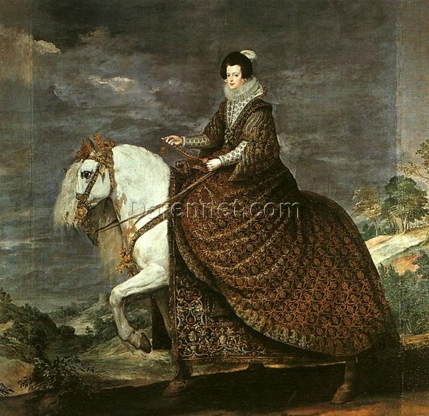 Baroque Portrait of Queen Isabel of Bourbon on Horseback – Velázquez Masterpiece Reproduction