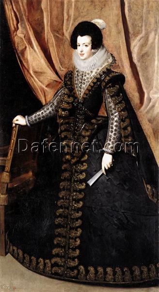 Velázquez’s Queen Isabel, Standing – 1631 Baroque Royal Portrait Oil Painting Replica