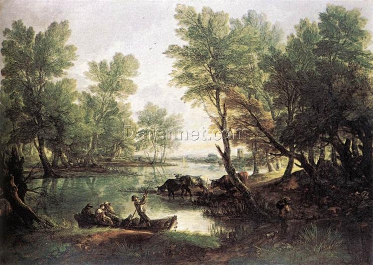 INSPIRED BY Gainsborough’s “River Landscape” – Personalized Rococo Oil Painting | DaFen Village Studio