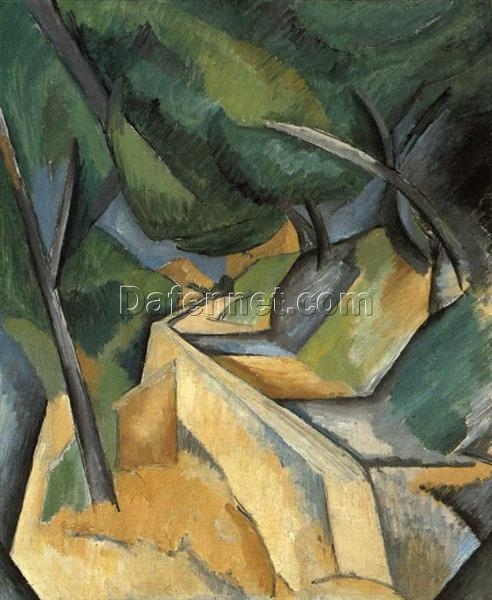 Custom Oil Painting – “Road near Estaque” by Georges Braque – Cubist Landscape Reproduction