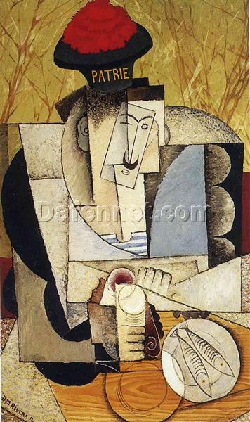 Diego Rivera ‘Sailor at Breakfast’ Cubism Oil Painting – Genre Painting for Home Décor