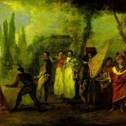 Buy Satire on Physicians by Antoine Watteau – 1708 Rococo Oil Painting Reproduction | DaFen Village Studio