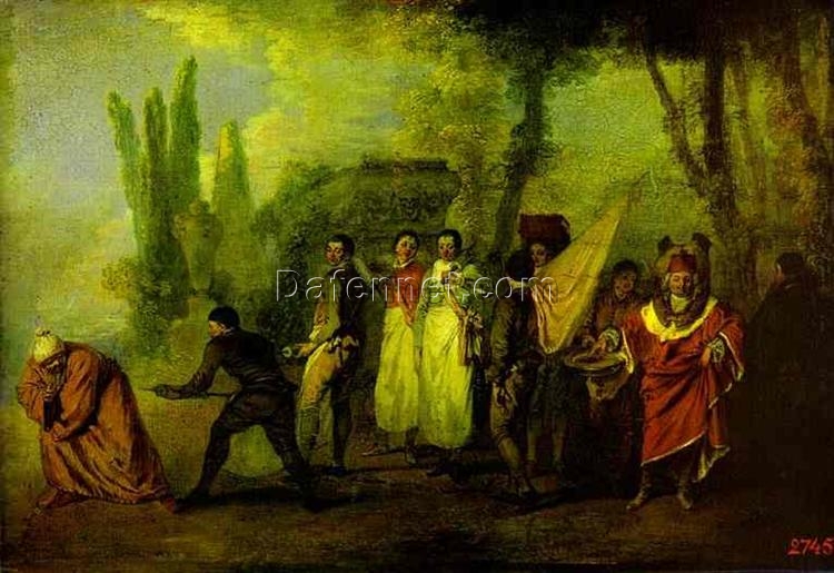 Buy Satire on Physicians by Antoine Watteau – 1708 Rococo Oil Painting Reproduction | DaFen Village Studio