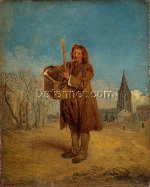 Savoyard with a Marmot by Antoine Watteau – 1715 Rococo Genre Oil Painting Reproduction | Custom Art from DaFen Village Studio