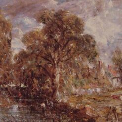 Scene on a River II by John Constable – Custom Size English Landscape Oil Painting for Traditional Wall Decor
