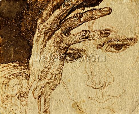 Pavel Filonov 1911 Self-Portrait – Custom Oil Painting on Canvas | Russian Expressionist Art Reproduction