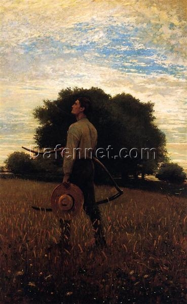 Winslow Homer Realism Genre Painting: Song of the Lark (In the Field) Oil on Canvas