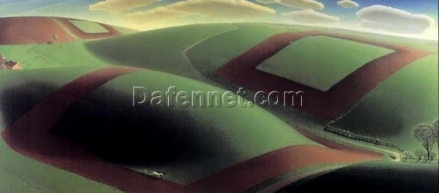 Grant Wood Spring Turning Oil Painting – Classic 1936 American Landscape Art | Custom Framed Regionalism Reproduction for Home Decor