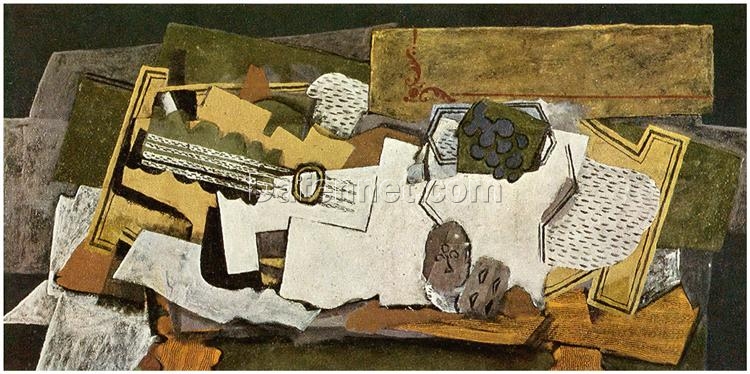 Still Life with a Guitar” – Custom Georges Braque Oil Painting – Cubist Home Décor
