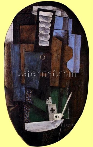 Still Life with a Guitar on a Table” by Georges Braque – Handmade Cubist Oil Painting Reproduction