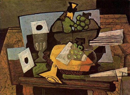 Handmade “Still Life (with Clarinet)” by Georges Braque – Cubist Expressionist Still Life Oil Painting
