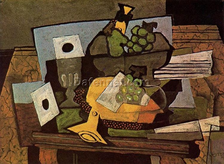 Handmade “Still Life (with Clarinet)” by Georges Braque – Cubist Expressionist Still Life Oil Painting