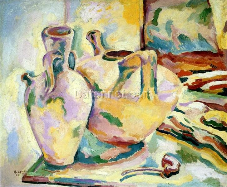 Still Life with Jugs and Pipe (c.1906) by Georges Braque – Fauvist Still Life in Oil on Canvas