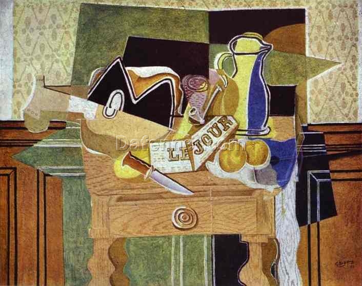 Custom Oil Painting – “Still Life with ‘Le Jour'” by Georges Braque – Handmade Cubist Artwork