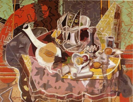 Still Life with Music Scroll” by Georges Braque – Cubism Oil Painting Reproduction