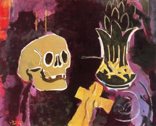 Georges Braque ‘Still Life with Skull’ c.1943 – Expressionist Vanitas Oil Painting on Canvas
