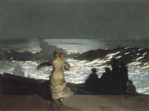Summer Night (1890) by Winslow Homer: Realism Marina Painting on Canvas
