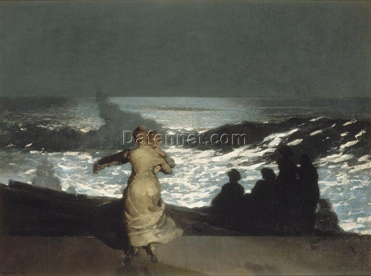 Summer Night (1890) by Winslow Homer: Realism Marina Painting on Canvas