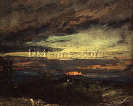 John Constable Sunset Study of Hampstead, Looking Towards Harrow – Romantic Landscape Oil Painting on Canvas