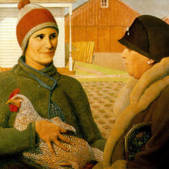 Grant Wood 'The Appraisal' Portrait – Hand-Painted Oil on Canvas, Regionalist Americana Art