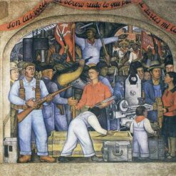 Hand-Painted Diego Rivera 'The Arsenal' Mural Reproduction - Mexican Revolutionary Fresco-Style Oil Painting on Canvas