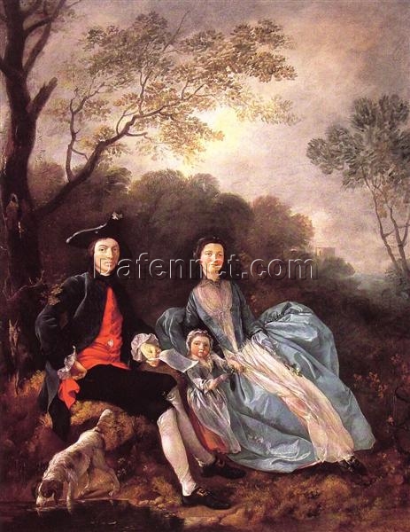 INSPIRED BY Thomas Gainsborough – Handcrafted Rococo Family Portrait of Artist, Wife, and Daughter | DaFen Village Studio