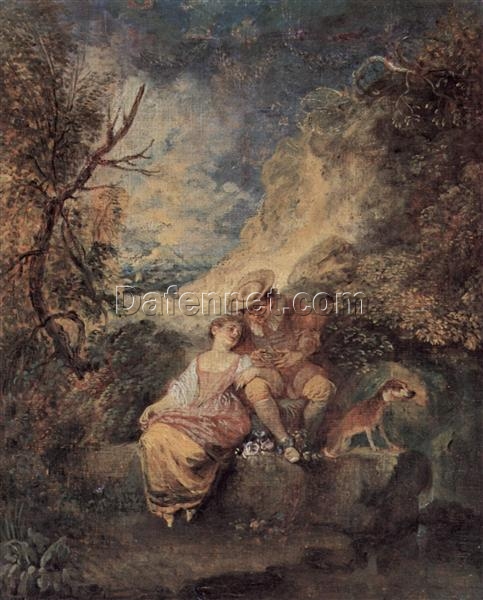 Buy The Bird Nester by Antoine Watteau – Rococo Oil Painting Reproduction (1710) | DaFen Village Studio