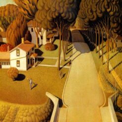 The Birthplace of Herbert Hoover by Grant Wood – 1931 Regionalism Landscape Oil Painting Reproduction | Custom Art from DaFen Village Studio