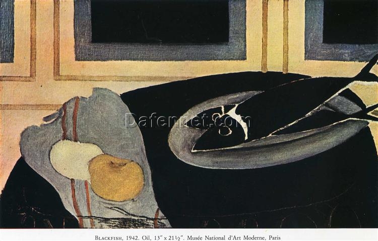 Expressionist Still Life – Georges Braque ‘The Black Fish’ 1942, Hand-Painted Oil on Canvas