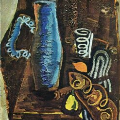 Expressionist Still Life Oil Painting – Georges Braque 'The Blue Jug' 1946, Hand-Painted on Canvas