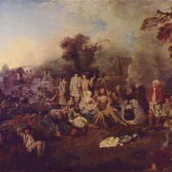 The Camp by Antoine Watteau – Classic Rococo Oil Painting Reproduction | DaFen Village Studio