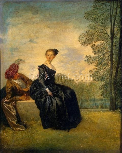The Capricious Girl by Antoine Watteau – Charming Rococo Art Reproduction | DaFen Village Studio