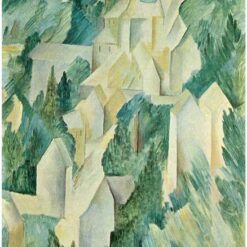 Handmade "The Castle in La Roche Guyon" by Georges Braque – Cubist Landscape Oil Painting