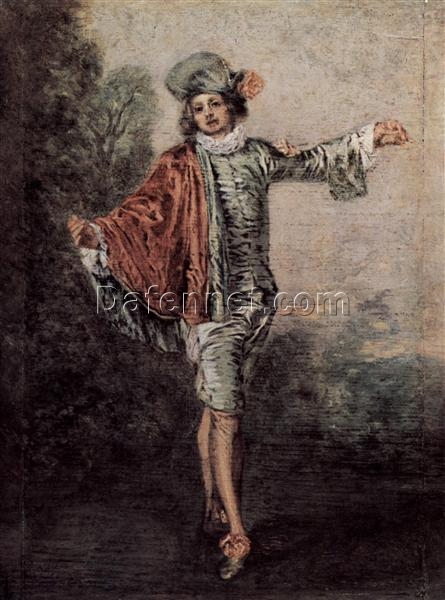 The Casual Lover – Antoine Watteau Portrait Art Reproduction in Rococo Style | DaFen Village Studio