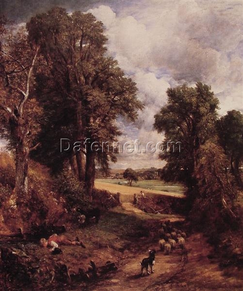 Hand-Painted John Constable The Cornfield Reproduction – 1826 English Countryside Oil Painting on Canvas