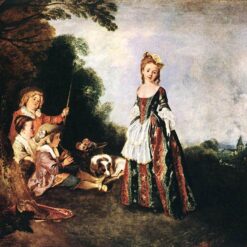 The Dance by Antoine Watteau – Elegant Rococo Pastorale Painting Reproduction | DaFen Village Studio