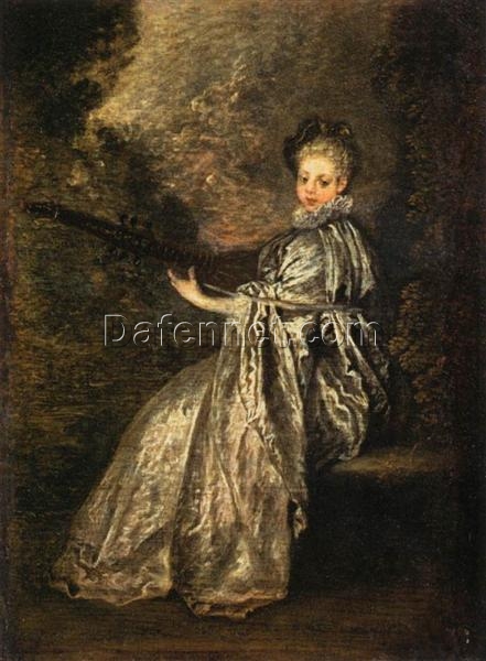 The Delicate Musician by Antoine Watteau – Timeless Rococo Portrait Art Reproduction | DaFen Village Studio