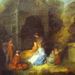 The Flautist by Antoine Watteau – Rococo Pastoral Painting Reproduction | DaFen Village Studio