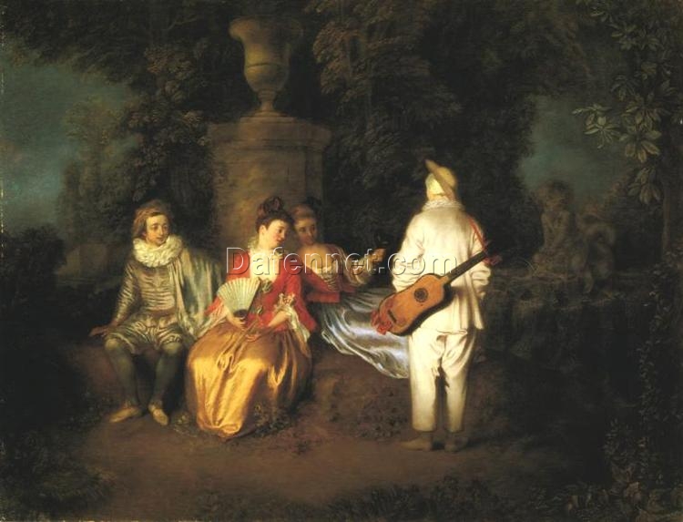 Buy The Foursome by Antoine Watteau – 1713 Rococo Oil Painting Reproduction | DaFen Village Studio