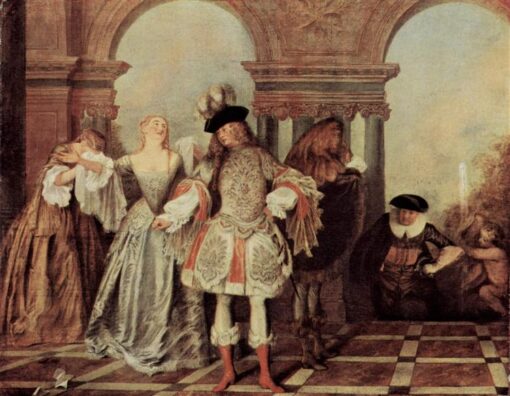 The French Comedians by Antoine Watteau – Elegant Rococo Artwork Reproduction | DaFen Village Studio