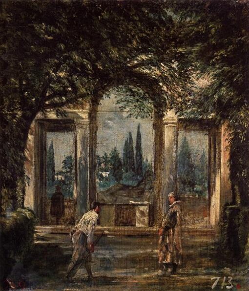 The Gardens of the Villa Medici in Rome by Velazquez – Baroque Cityscape Oil Painting (1630)