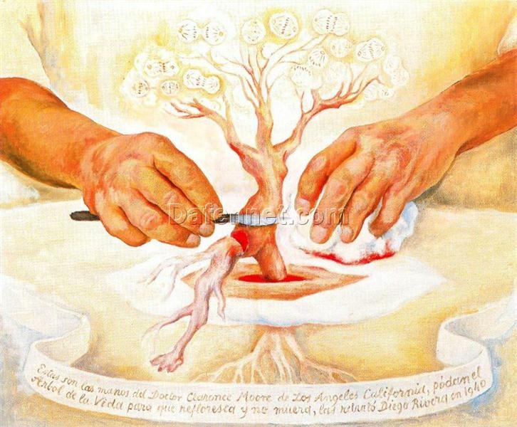 Diego Rivera ‘The Hands of Dr. Moore’ Oil Painting Reproduction – Surrealism Allegorical Art