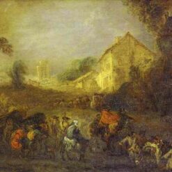 The Hardships of War by Antoine Watteau – 1716 Rococo Genre Oil Painting Reproduction | DaFen Village Studio