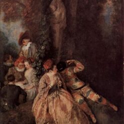 The Harlequin by Antoine Watteau – 1716 Rococo Oil Painting Reproduction | DaFen Village Studio