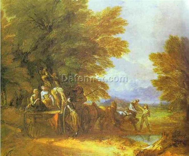 INSPIRED BY Thomas Gainsborough – “The Harvest Wagon” Custom Rococo Oil Painting | DaFen Village Studio
