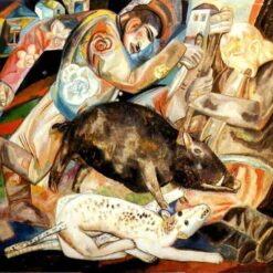 The Hog by Pavel Filonov – Analytical Realism Oil Reproduction | Surreal Russian Genre Painting by DaFen Studio
