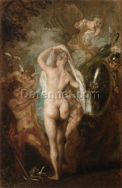 The Judgment of Paris by Antoine Watteau – 1718-1721 Rococo Mythological Painting Reproduction | DaFen Village Studio
